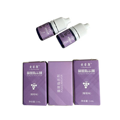 Grape Flavor Two Color Dental Plaque Indicator To Lock In Place Of Plaque 3mL/Bottle